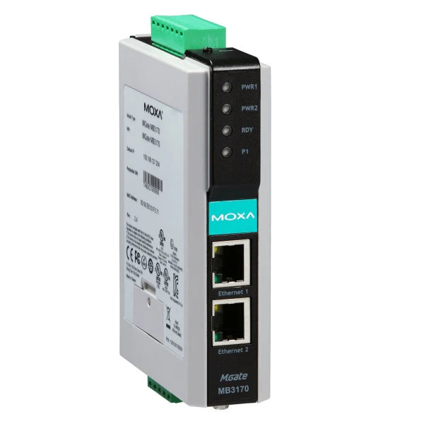 MOXA MGate MB3170 1 Port RS-232/422/485 Modbus TCP to Serial Gateway,din rail