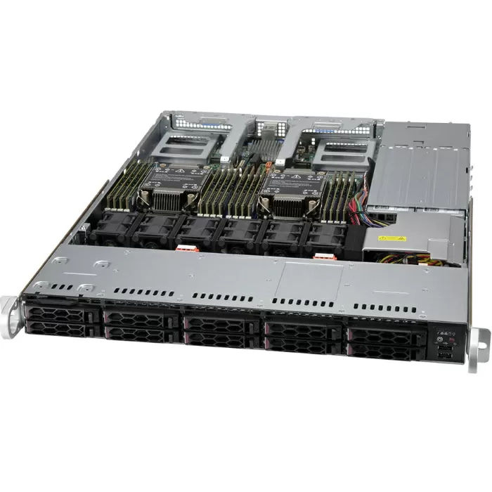 Supermicro CloudDC SuperServer 1U 120C-TN10R 2x4310 12C 2.1GHz/4x32Gb RDIMM 3200(16xslots)/1xSM883 240GB SATA(10x2.5")/2x10Gbe RJ45/2x860W