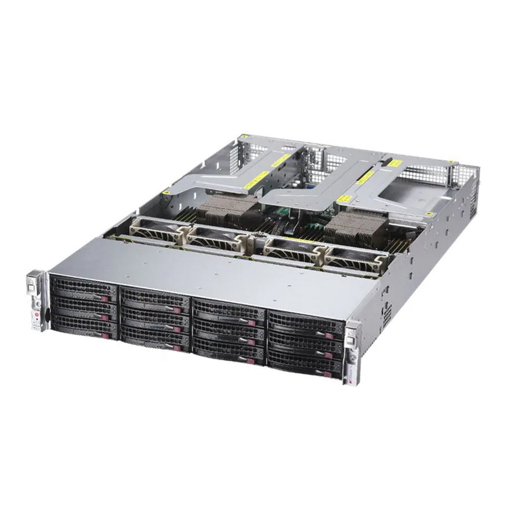 Серверная платформа Supermicro SERVER AS-2024US-TRT (H12DSU-iN, CSE-829U2TS-R1K62P3-T) (2U, 2x AMD SP3 280W, 32 DIMM, 12 SATA3 or 8 SATA3 + 4 NVMe or 12 SAS3 HDD, Dual 10GBase-T LAN, 1+1 1600W)