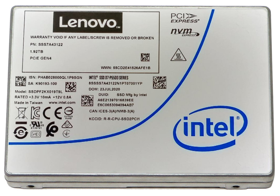 Накопитель Lenovo ThinkSystem U.2 Intel P5500 3.84TB Entry NVMe PCIe 4.0 x4 Hot Swap SSD