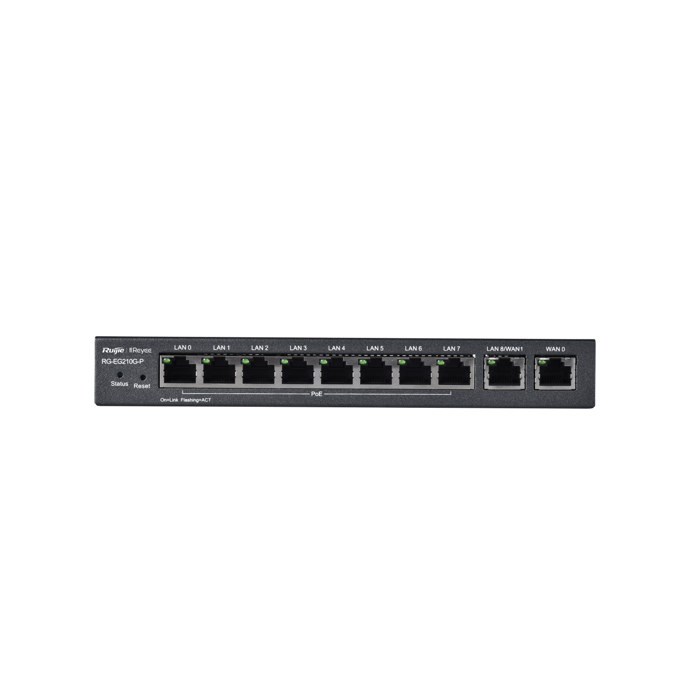 Маршрутизатор Ruijie Reyee 10-Port Gigabit Cloud Managed Gataway, support up to 8 POE/POE+ ports with 70W POE Power budget, up to 4 WAN ports, support up to 200 concurrent users, 500Mbps.