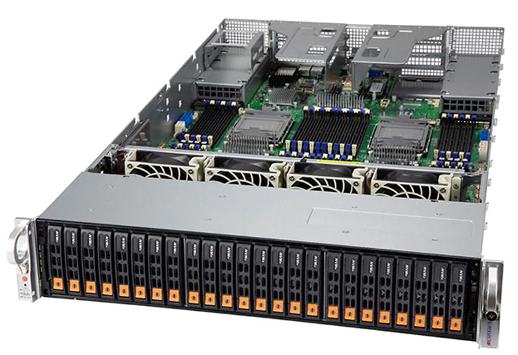 Supermicro MP SuperServer 2U 240P-TNRT 4x6348H/48x32GB/1x240Gb SM883 SATA/2x10Gb/2x10GbSFP+/24 Hot-swap 2.5" NVMe/SAS3/SATA3/ 2x2000W