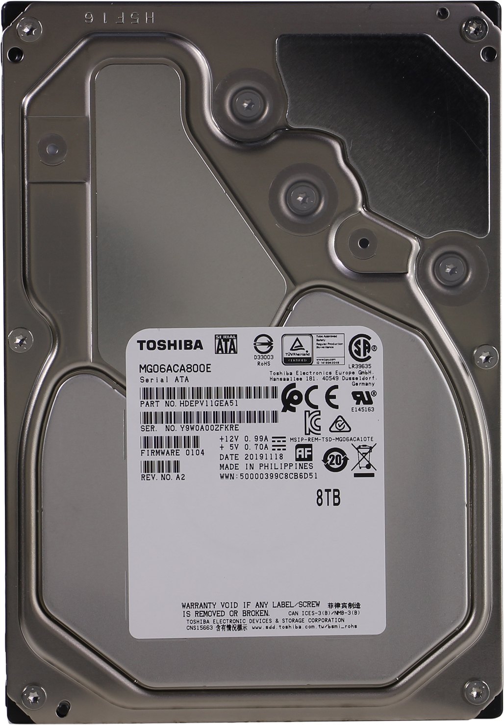 Жесткий диск Toshiba HDD 3.5" SATA III 8Tb MG06ACA800E