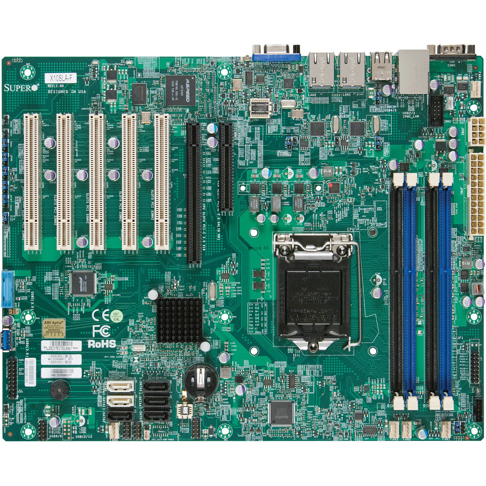 Материнская плата SuperMicro MBD-X10SLA-F-O, RTL {10} ATX Up to 32GB Unbuffered ECC UDIMM, in 4 DIMM slots 4x 240-pin DDR3 DIMM sockets 2 SATA3 (6Gbps) ports 4 SATA2 (3Gbps) ports 6 USB 2.0 ports 2 USB 3.0 ports Type A 1 PCI-E 3.0 x16 1 PCI-E 2.0 x4 5 - 5