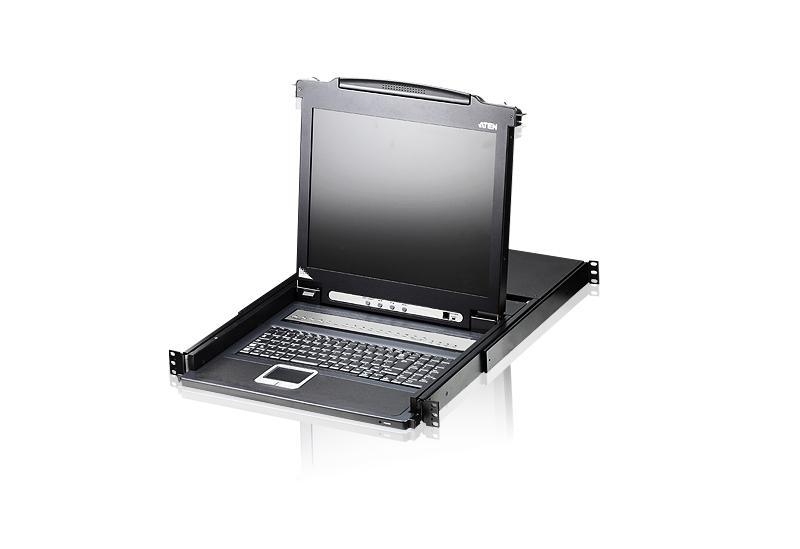 Консоль ATEN 17" 8-Port PS/2-USB VGA Single Rail LCD KVM Switch.