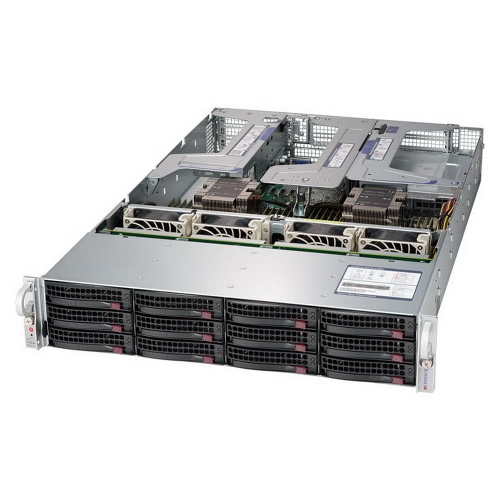 Серверная платформа Серверная платформа  SuperMicro SYS-6029U-E1CR4 2U, 2xLGA3647, 24xDDR4, 12x3.5/2.5 Exp., iC621, 4x1GbE, IPMI, 2x1300W, 1xPCIEx16 FH, 5xPCIEx8 FH, 1xPCIEx8 LP, 1xPCI